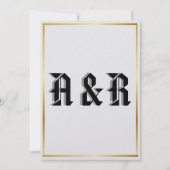 Moderne gotische monogram trouwuitnodiging - Zwart (Voorkant)