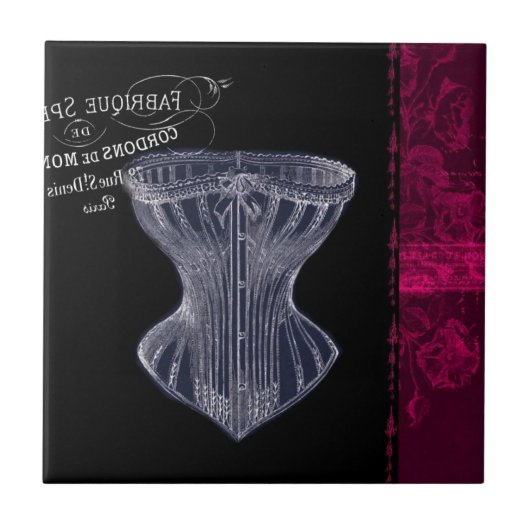 Moderne  gotische steampunk Franse korset Tegeltje (Voorkant)