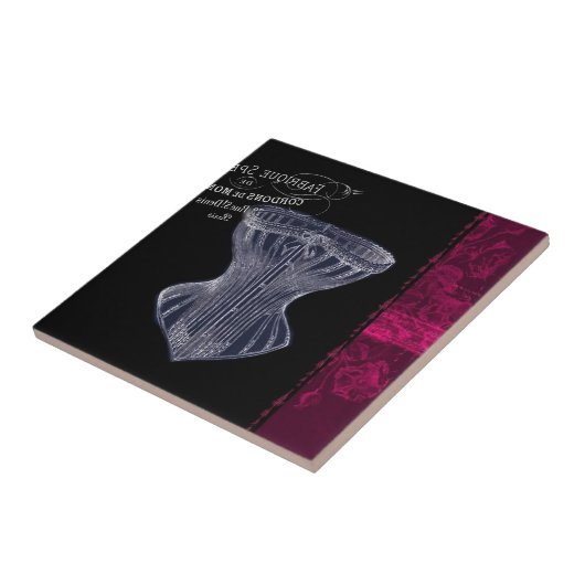 Moderne gotische steampunk Franse korset Tegeltje (Zijkant)