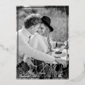 Moderne gotische zwart gouden foto bruiloft folie uitnodiging (Achterkant)