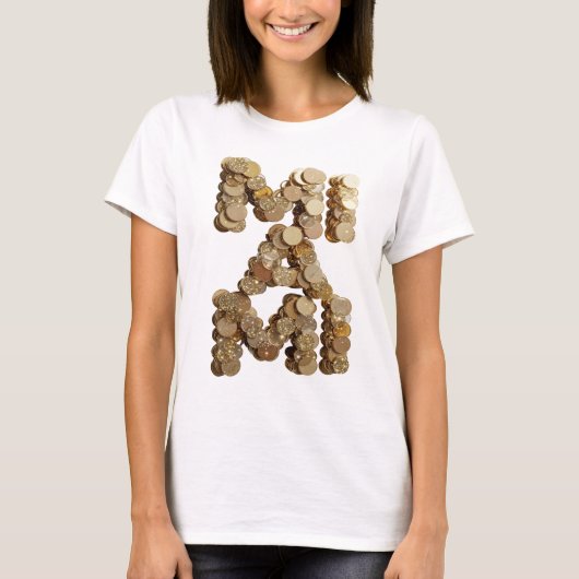 Moderne Goud ABSTRACTE KUNST Ontwerp T-shirt (Voorkant)
