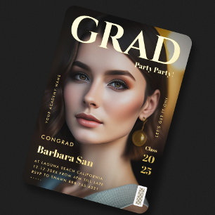 Moderne goud afstudeerfeest tijdschrift afstudeerf folie uitnodiging