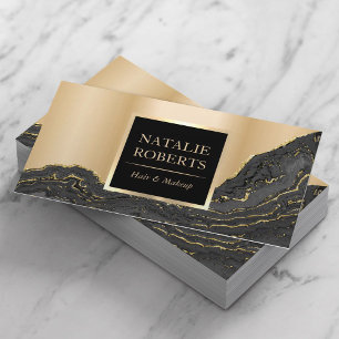 Moderne Goud Agate Visagist Haar Schoonheidssalon Visitekaartje