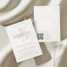 Moderne goud & beige De bruiloft van kalligrafie