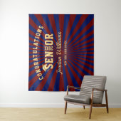 Moderne goud blauwe afstudeerfoto booth achtergron wandkleed (In situ)