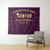 Moderne goud blauwe afstudeerfoto booth achtergron wandkleed (In Situ (horizontaal))