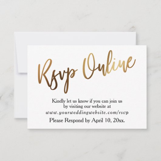 Moderne goud & Bokeh RSVP online informeel handges (Voorkant)