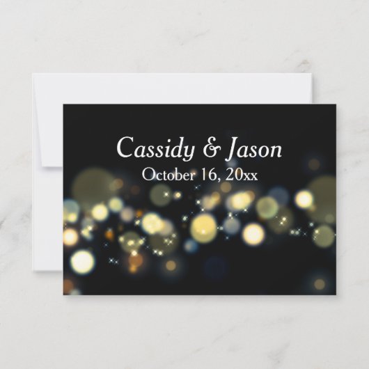 Moderne goud & Bokeh RSVP online informeel handges (Achterkant)