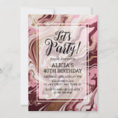 Moderne goud bordeauxroze marmeren vloeibare verja kaart (Voorkant)