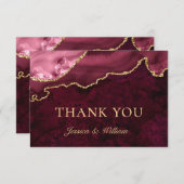 Moderne Goud Bourgondi Marmer Agaat Bedankkaart (Voorkant / Achterkant)