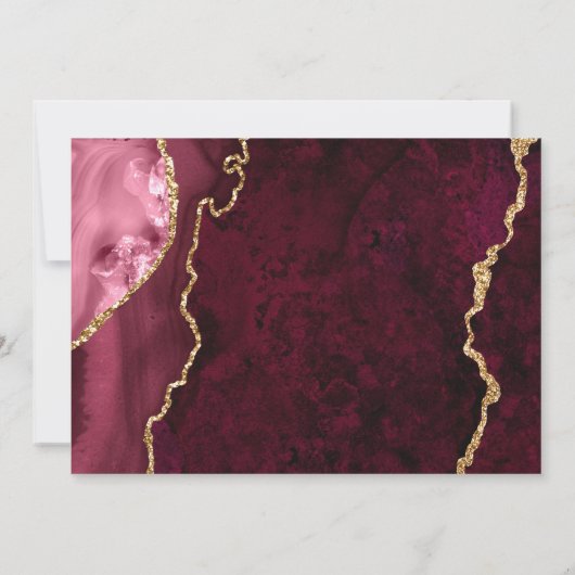 Moderne goud burgundy agaat huwelijksaankondiging save the date (Achterkant)