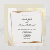 Moderne Goud & Cream ingelijste bruiloft uitnodigi Kaart (Voorkant / Achterkant)