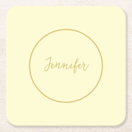 Moderne Goud & Cream Kleur Kalligrafie Duidelijk U Kartonnen Onderzetters (Voorkant)