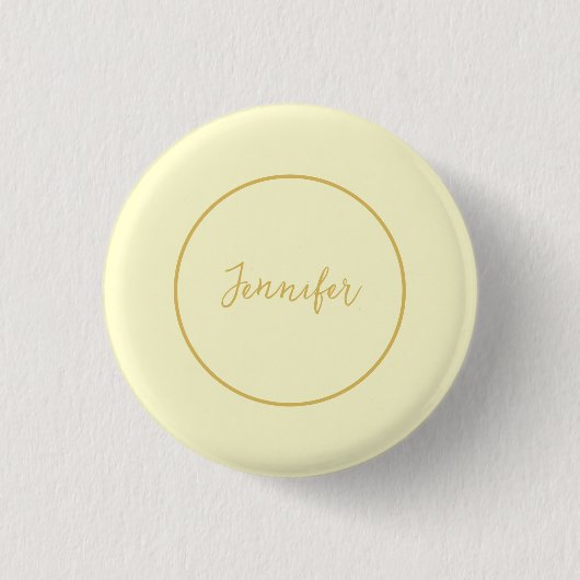 Moderne Goud & Cream Kleur Kalligrafie Duidelijk U Ronde Button 3,2 Cm (Voorkant)