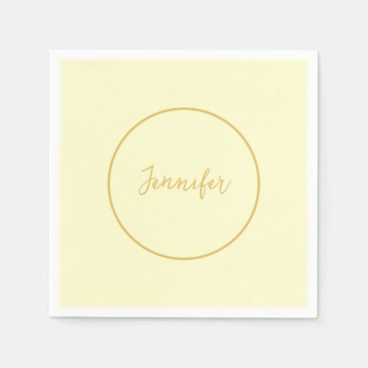 Moderne Goud & Cream Kleur Kalligrafie Duidelijk U Servet (Voorkant)