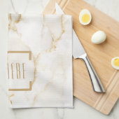 Moderne goud effect marmerpatroon theedoek (Quarter Fold)