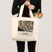 Moderne goud- en grijze agaat geode edelsteen grote tote bag (Voorkant (product))