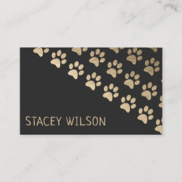 Moderne Goud en Houtskool Hond Walker | oppas Visitekaartje