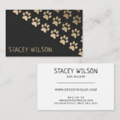 Moderne Goud en Houtskool Hond Walker | oppas Visitekaartje (Voorkant / Achterkant)