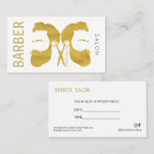 Moderne goud en wit kapperszaak volgende afspraak visitekaartje (Voorkant / Achterkant)