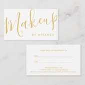 Moderne Goud en Wit Make-up Artiest Afspraak Afsprakenkaartje (Voorkant / Achterkant)