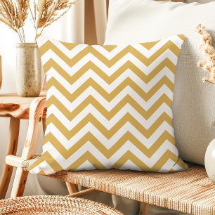 Moderne goud en witte chevron kussenhoes kussen