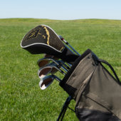 Moderne goud en zwart marmer monogram golfheadcover (Insitu)