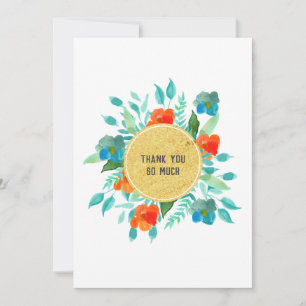 Moderne Goud Folie Cirkel Aquarel Lente Bloemen Bedankkaart