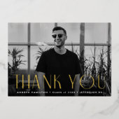 Moderne goud folie foto afstudeer bedankkaart uitnodiging (Voorkant)