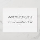 Moderne goud folie foto afstudeer bedankkaart uitnodiging (Achterkant)