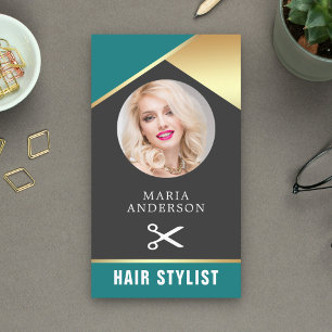 Moderne Goud Folie Schoonheidssalon Kapsalon Foto Visitekaartje