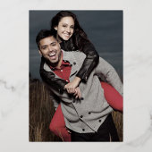 Moderne goud folie script | Smaragd foto bruiloft Uitnodiging (Achterkant)