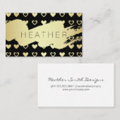 Moderne goud geborsteld / gouden harten visitekaartje (Voorkant / Achterkant)