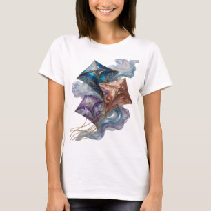 Moderne Goud GLAS VLIEGER Print T-shirt