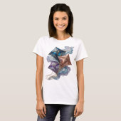 Moderne Goud GLAS VLIEGER Print T-shirt (Voorkant volledig)