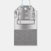 Moderne goud glinster jurk druipt cadeaulabel (Achterkant)