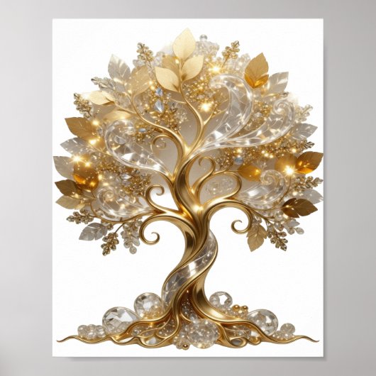 Moderne Goud Gouden Boom des Levens Poster (Voorkant)