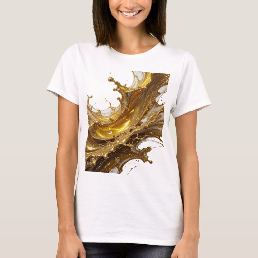 Moderne Goud Gouden SPATTEN Tekst Design T-shirt (Voorkant)