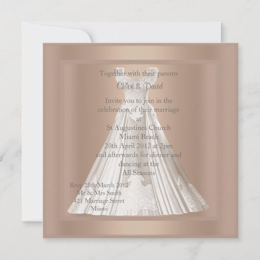 MODERNE GOUD GOWN WEDDING INVITATION KAART (Voorkant)
