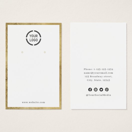 Moderne Goud Grens Aangepast logo oorscherm Visitekaartje (Voorkant /achterkant)