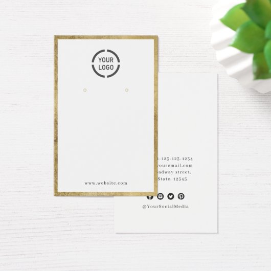 Moderne Goud Grens Aangepast logo oorscherm Visitekaartje (Bureau)
