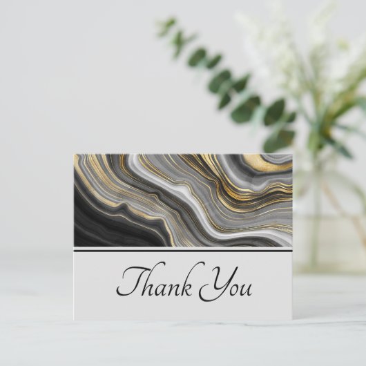 Moderne Goud & Grijs Agate Geode Edelsteen Bedankt Briefkaart (Staand voorkant)