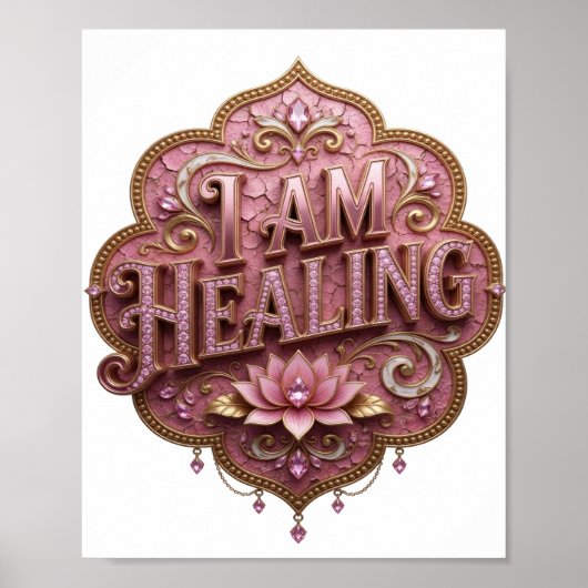 Moderne Goud I AM HEALING 3D Tekst Kunst Poster (Voorkant)