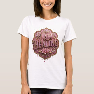 Moderne Goud I AM HEALING 3D Tekst Kunst T-shirt