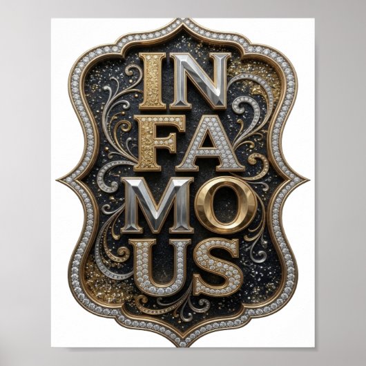 Moderne Goud IN FAMOUS Statement Ontwerp Poster (Voorkant)