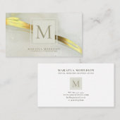 Moderne Goud Inkt Monogram Abstract Visitekaartje (Voorkant / Achterkant)