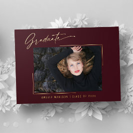 Moderne goud inkt script bordeaux foto grad kaart