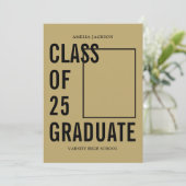 Moderne Goud Klasse Van 25 Afstudeerfeest Kaart (Staand voorkant)