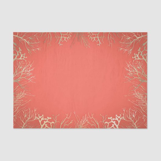 Moderne Goud Koraal Oranje Elegant Strand Bruiloft Tissuepapier (Voorkant)