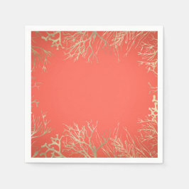 Moderne Goud Koraal Oranje Elegante Strand Bruilof Servet